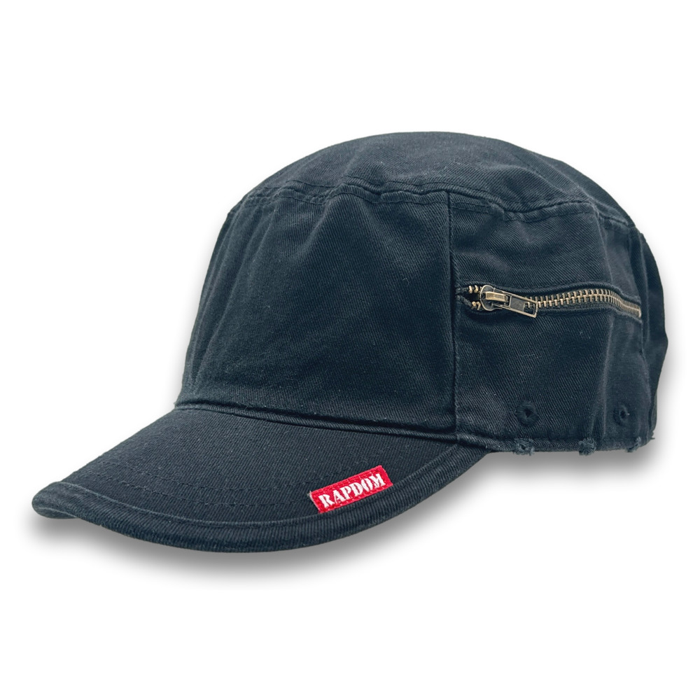 Army Cadet Hat Distressed Round Top BDU Baseball Castro Cap With Zippered Pocket